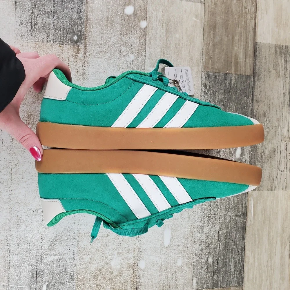 Adidas VL Court 3.0 Mens Shoes Sz 8 Court Green Cloud White Lace‎ Up Sneakers